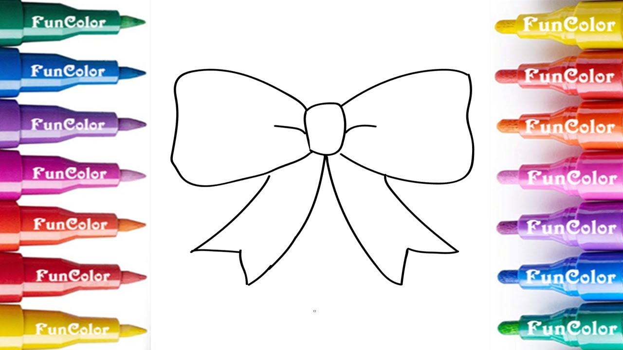How to Draw and Paint Bow, Painting Drawing for Kids, Learn Colors | Coloring Pages