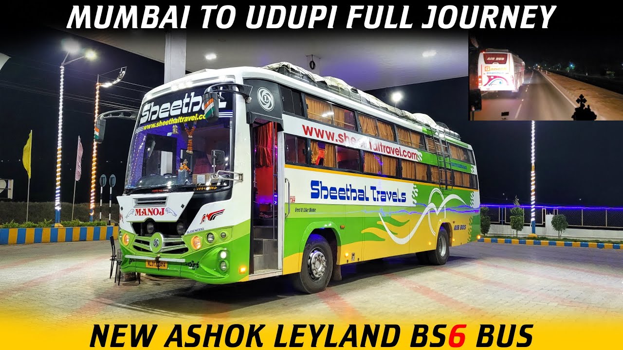 Mumbai to Udupi Full Bus Journey by Sheethal Travels | Cabin Ride | Ashok Leyland BS6 Bus