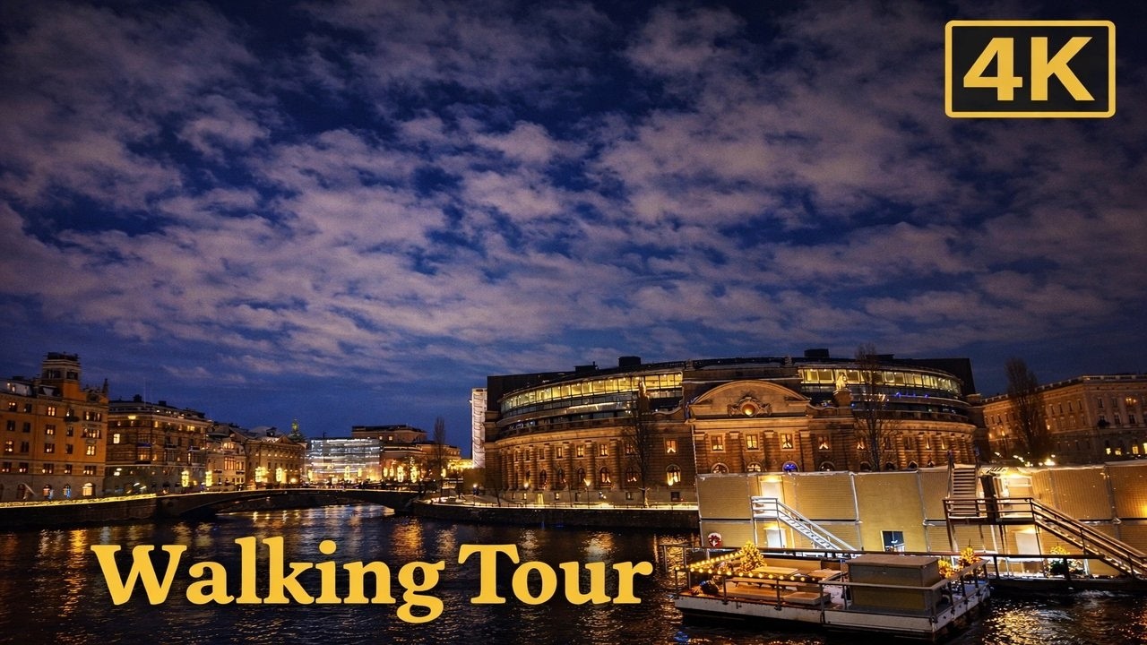 🌙 Relaxing Stockholm Walk 4K–Old Town & Waterfront | Calm Melodies for Walking