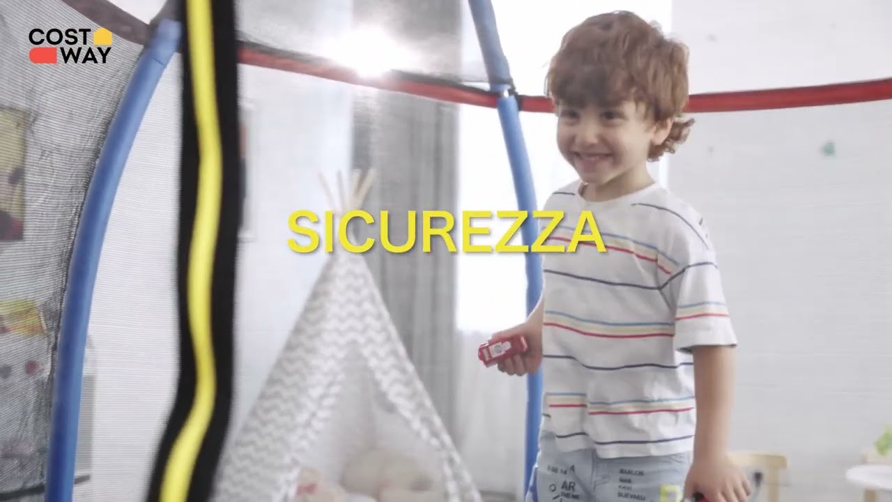 Costway Tappeto elastico 223 cm con rete di sicurezza e cuscinetto a molle