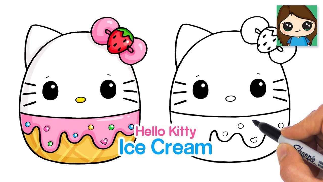 How to Draw Hello Kitty Ice Cream | Squishmallows