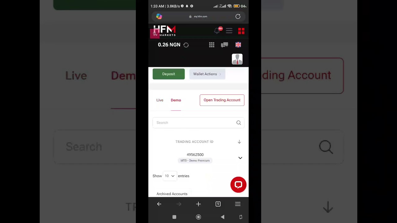 How to create a demo account on HFM account 