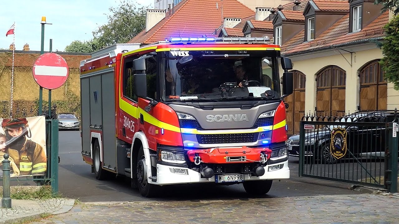 Wyjazd alarmowy: 304[W]25 - GCBA 4,1 Scania P360/WISS - JRG 4 Warszawa + Powrót