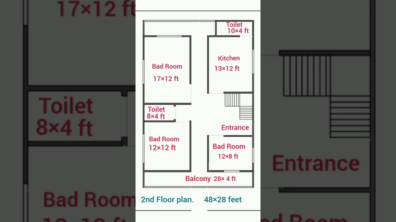 2nd Floor plan/ Simple House Design Low costly / #simplehouseplan #housedesign #3bhkhouseplan
