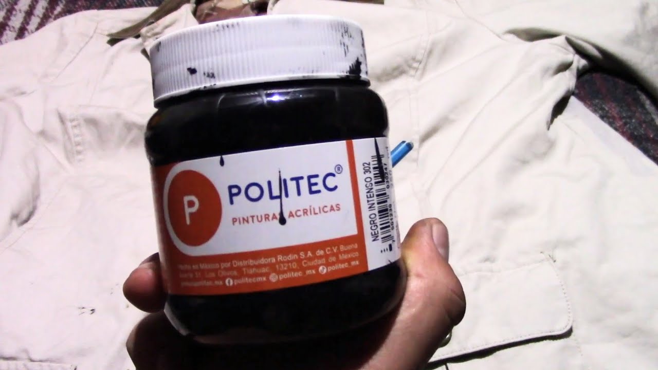 Como pintar ropa de color negro con pintura Politec para restaurar o dar un nuevo color