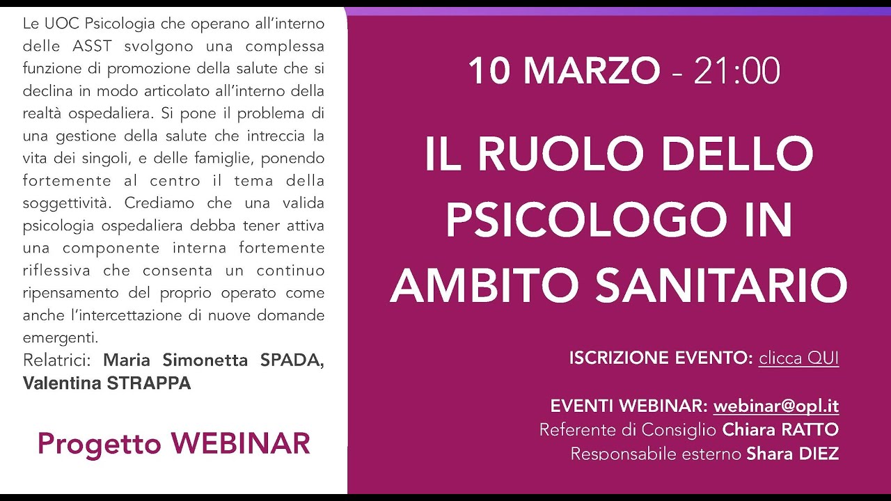 Il ruolo dello psicologo in ambito sanitario