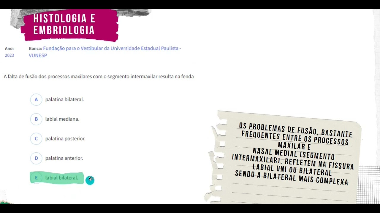 Histologia e Embriologia #1 (Questões de Concursos Públicos Odonto)