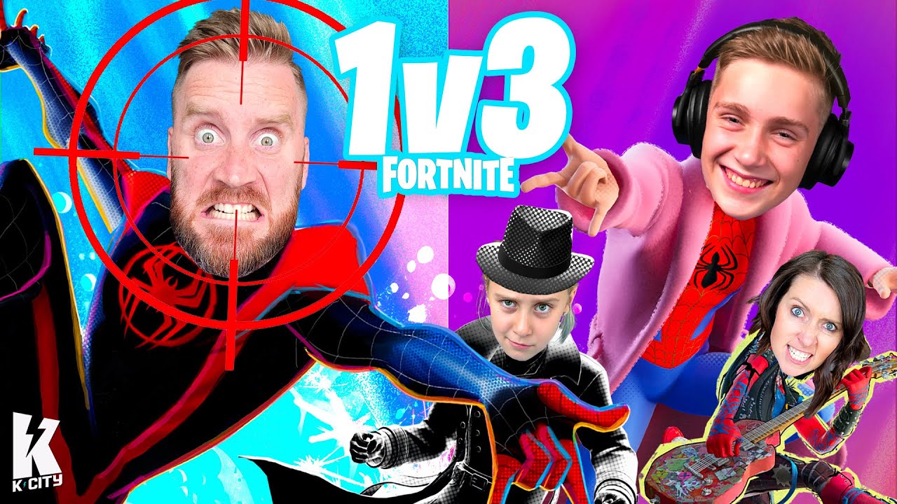 Can I Survive My Family in Fortnite? (1v3 Spider-Verse Challenge)