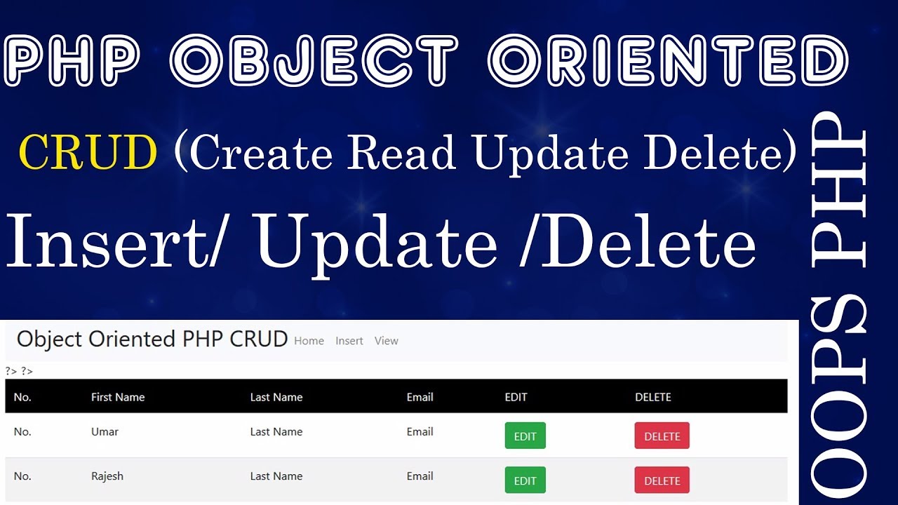 Part-1 (2019) Create Form |  PHP MySql Object Oriented Insert Update Delete |  PHP CRUD OOps