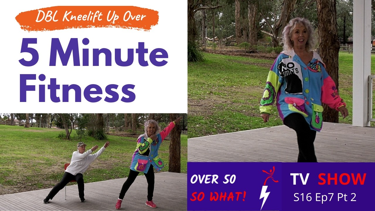 Knee Up and Over – Fun 5 minute workout for over 50, over 60, Seniors with chair workout