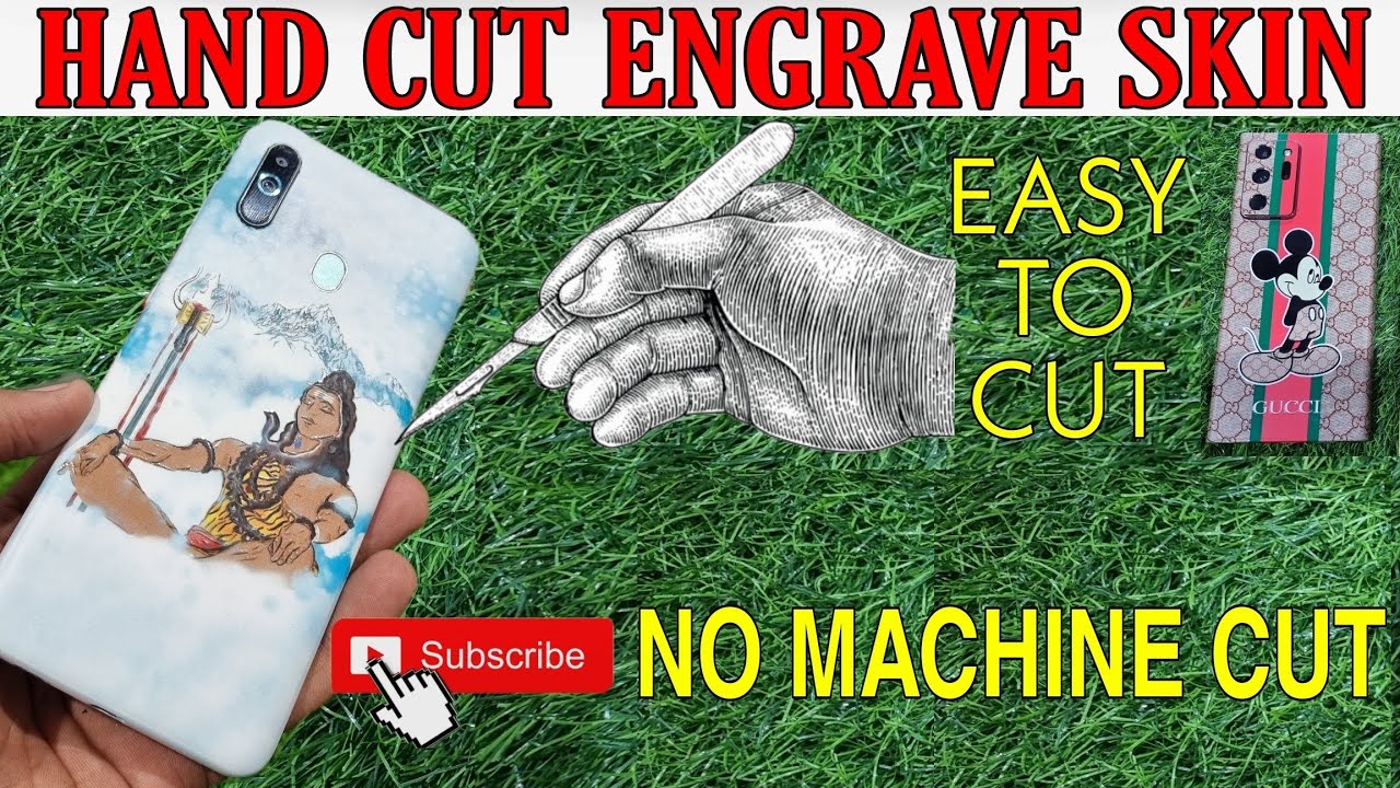 Engrave Skin Sticker Hand Cutting || Without Plotter Cutting #Mobile_skin #Mobile_Lamination #6dskin