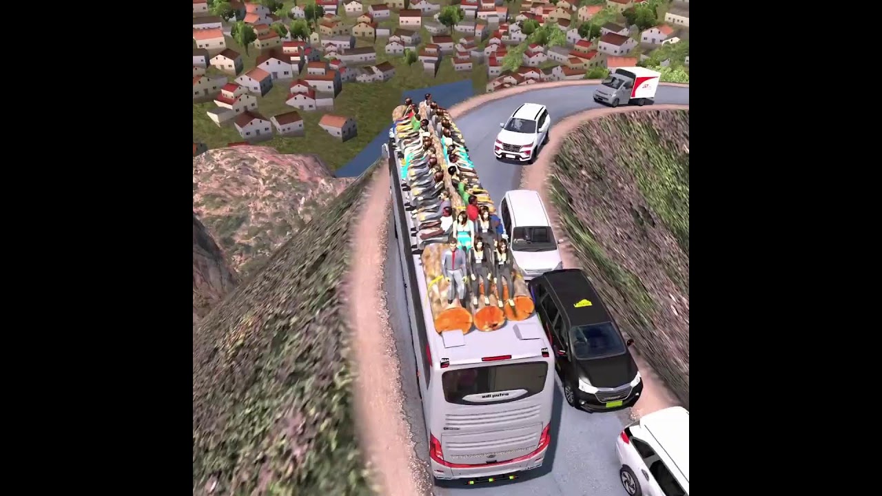 Horror Trip by Bus on Mountain Roads Loaded with Passengers Over Capacity | Euro Truck Simulator 2