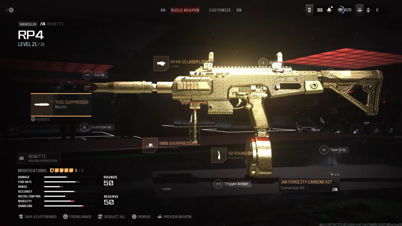Renetti Pistol JAK Ferocity Carbine Kit COD Modern Warfare 3 Zombies