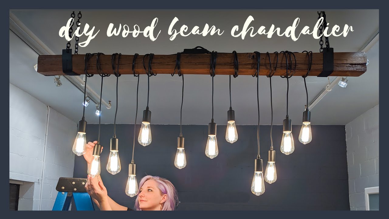 Stunning Reclaimed Wood Beam Chandelier | The Diaries of DIY Danie