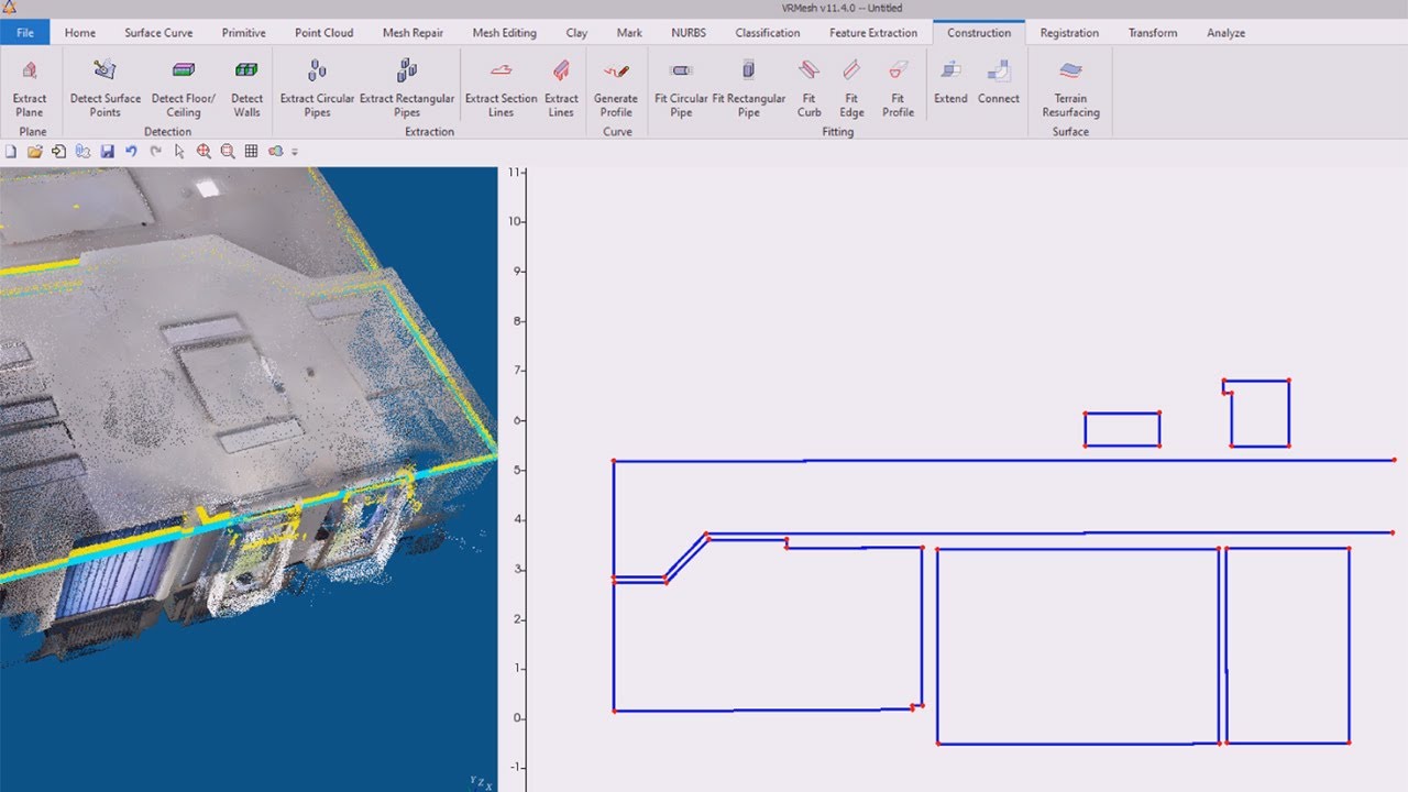 Extract section lines from point clouds