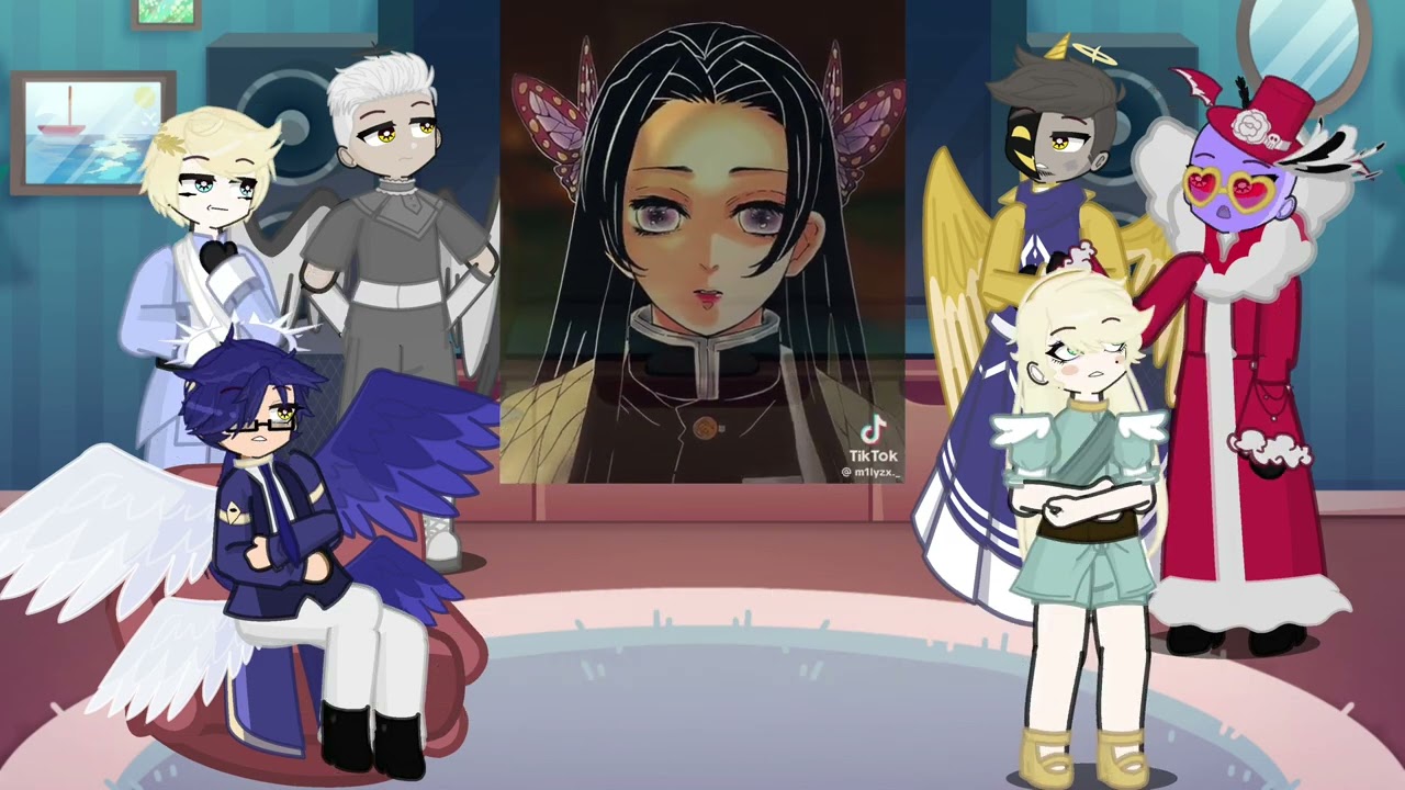 Hazbin Hotel Angels react to kanae | Giyuu | Demon slayer | Lucifer | Gacha life 2