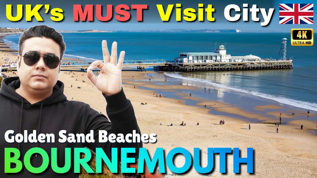 BOURNEMOUTH UK 🇬🇧 | Stunning Golden Sand Beaches 4K Walkthrough