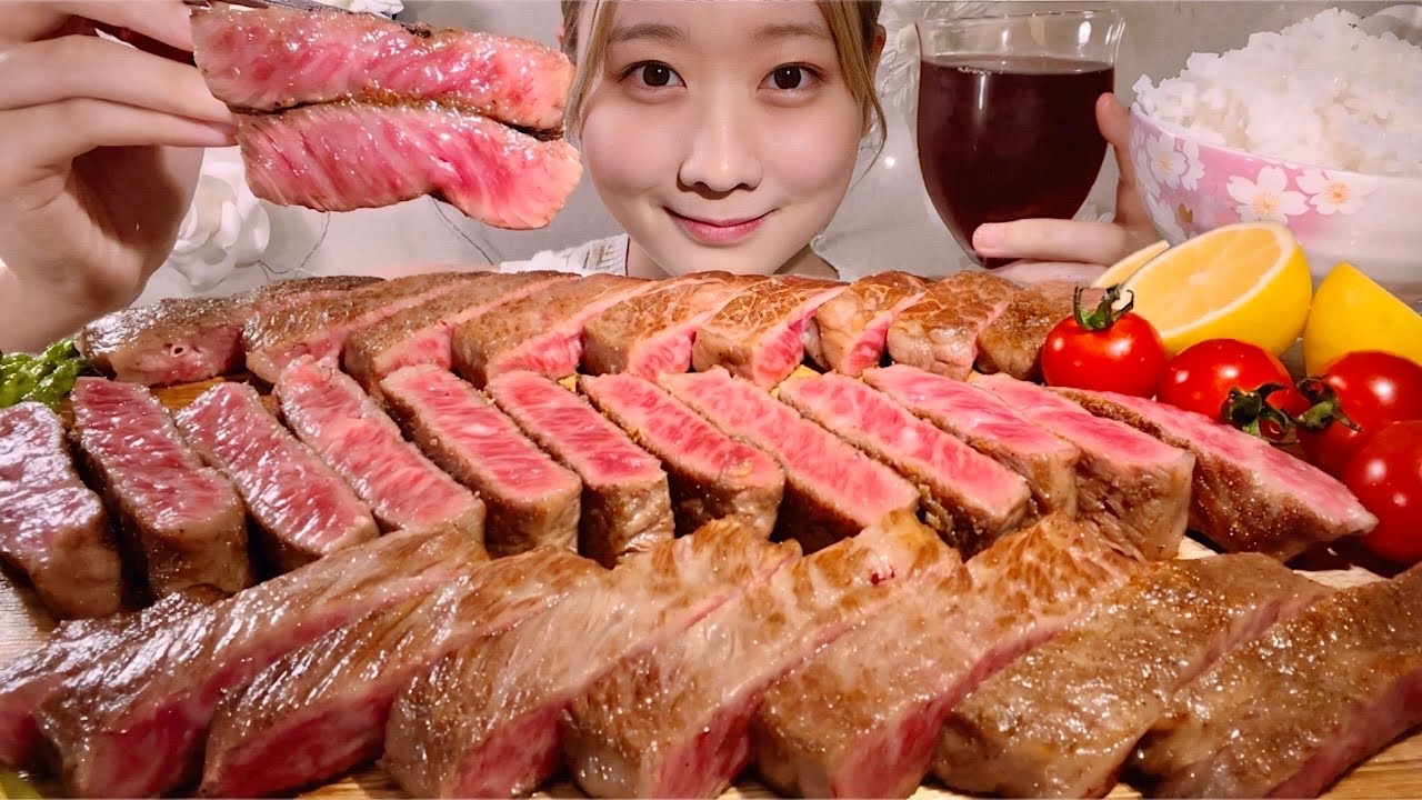 ASMR стейк вагю【русские субтитры】【Mukbang/ Eating Sounds】