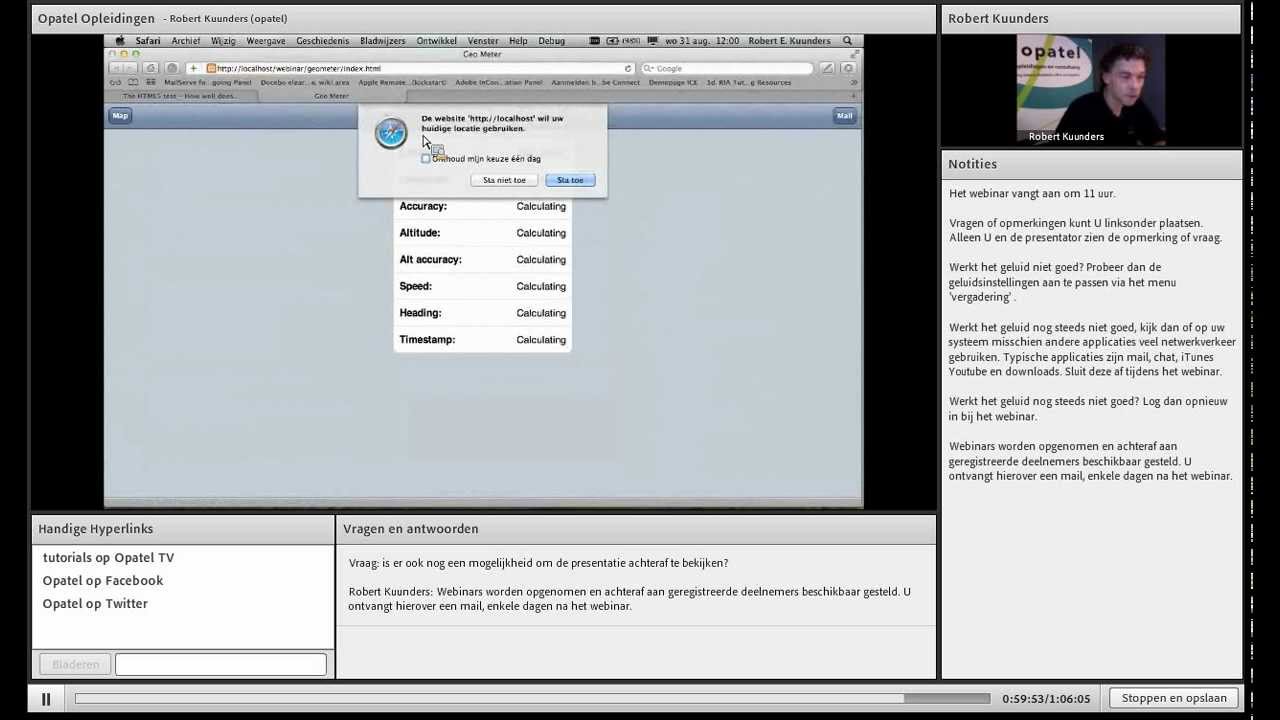 Opatel Webinar,  cursus HTML5 en jQuery