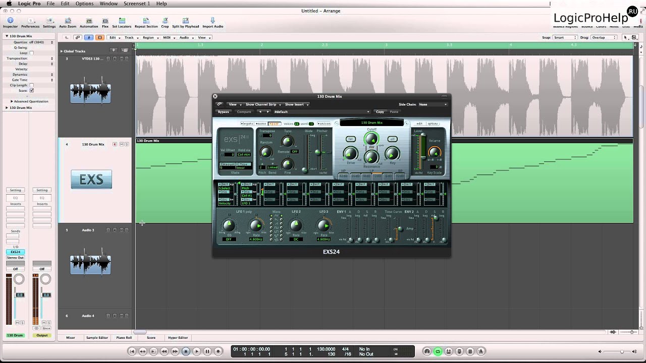 Logic Pro 9. Семплер EXS24. Урок 6 [Logic Pro Help]