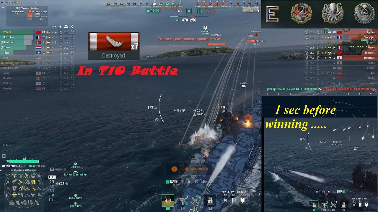 Play with me - Pobeda dominates T10 battle: Sunk with 7 Kills (Subtitled)