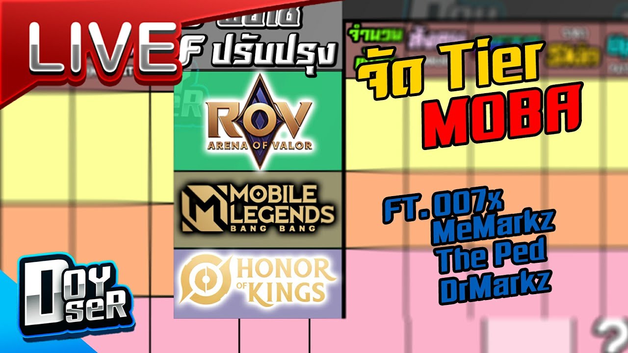 🔴Live :จัดTierMOBA มือถือ โดยเหล่าStreamer ft.MeMarkz,ThePed,007x,DrMarkz - Doyser