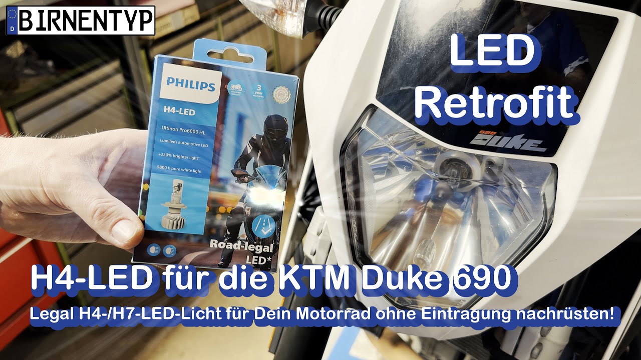 H4-LED für die KTM Duke 690 - Legal LED-Fahrlicht für Dein Motorrad ohne Eintragung nachrüsten!