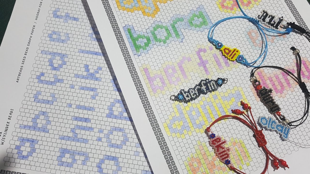 Peyote Şablonunda Harf Hazırlayarak  İsim Bileklik Yapma  (Name Bracelet with Peyote Letter Pattern)