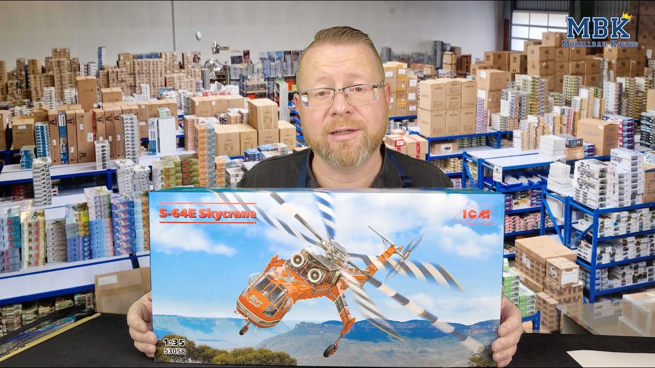 Riesiger S-64E Skycrane Hubschrauber &ndash; 1:35 ICM Modell in allen Details | MBK packt aus #1313