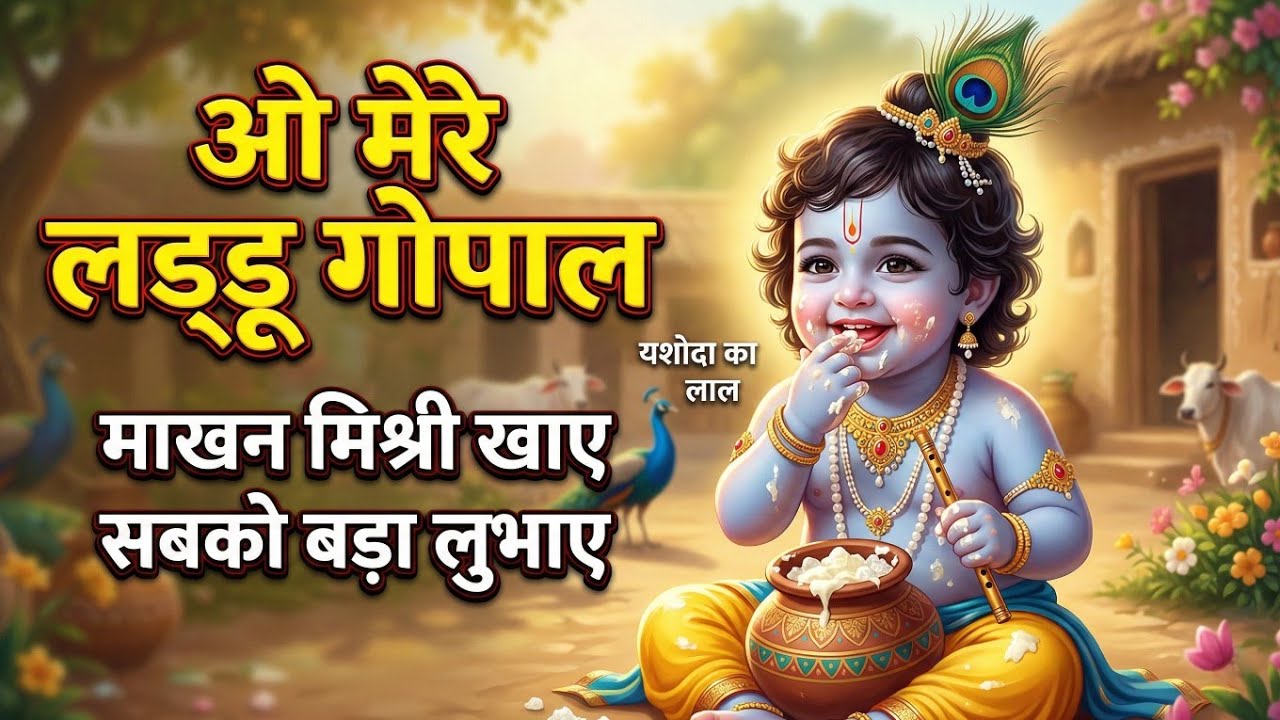 ओ मेरे लड्डू गोपाल 🌸 माखन मिश्री खाए | Yashoda Ka Lal | Krishna Bhajan | Murlidhun AI