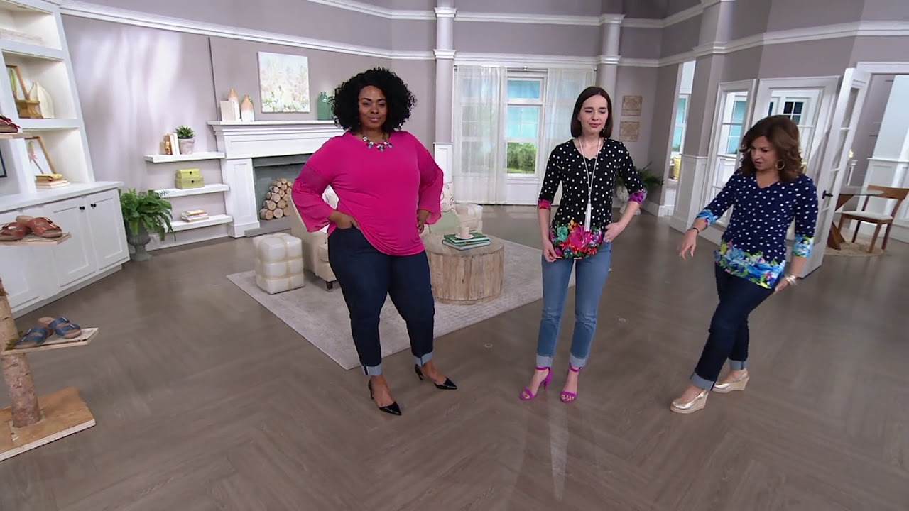 Susan Graver Hi-Stretch Denim Cuffed Ankle Jeans on QVC