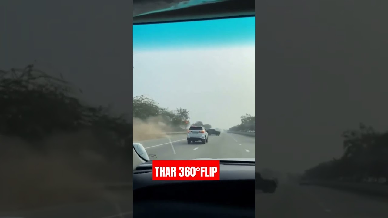 Mahindra Thar Accident | Yamuna Expressway | Overtake fortuner Vs Thar #car_school #viral #tharlover