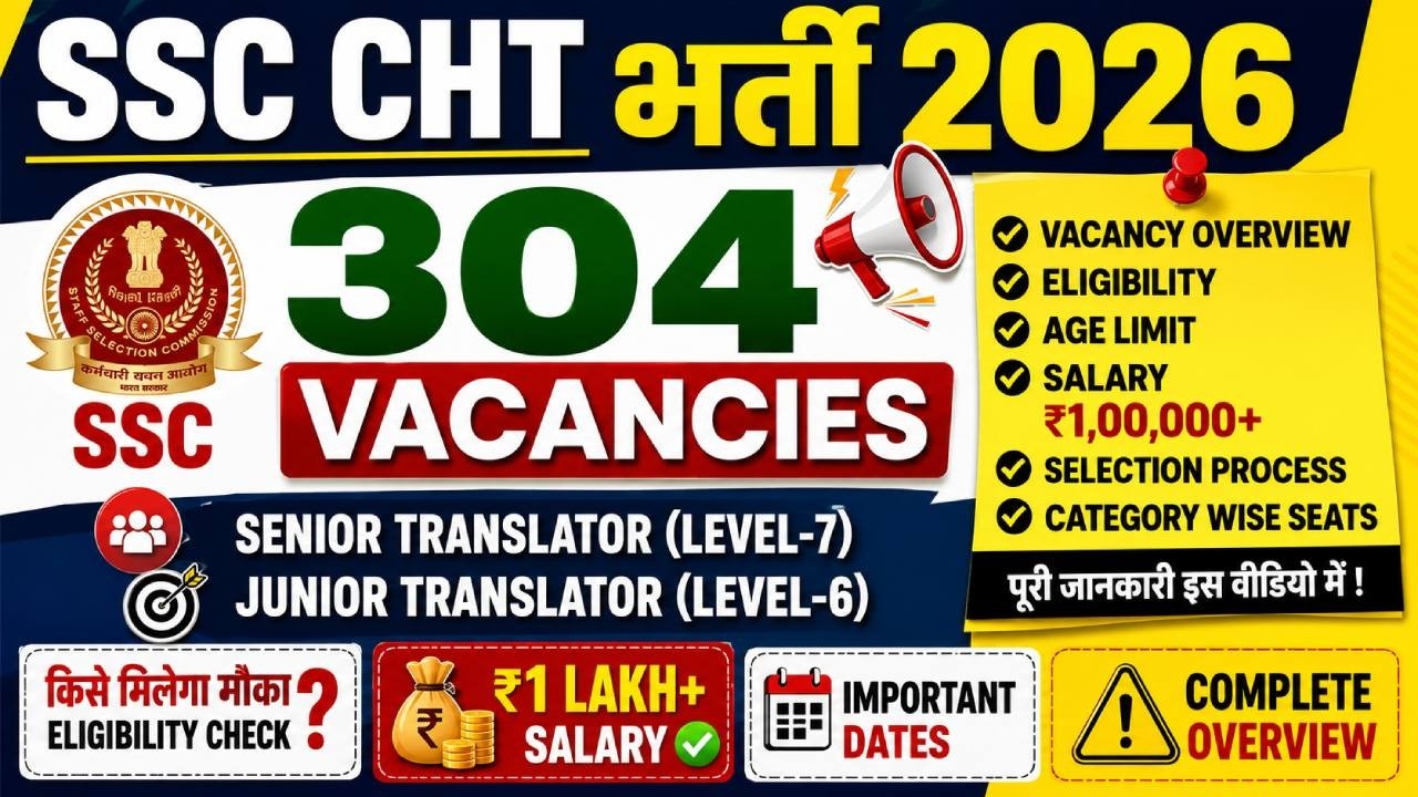 SSC CHT Recruitment 2026 🔥 304 Vacancies | Salary ₹1 Lakh+ | Eligibility, Age Limit
