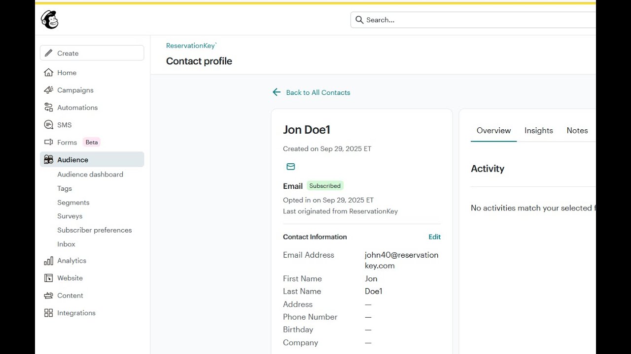 Send Contact Emails Directly to Mailchimp
