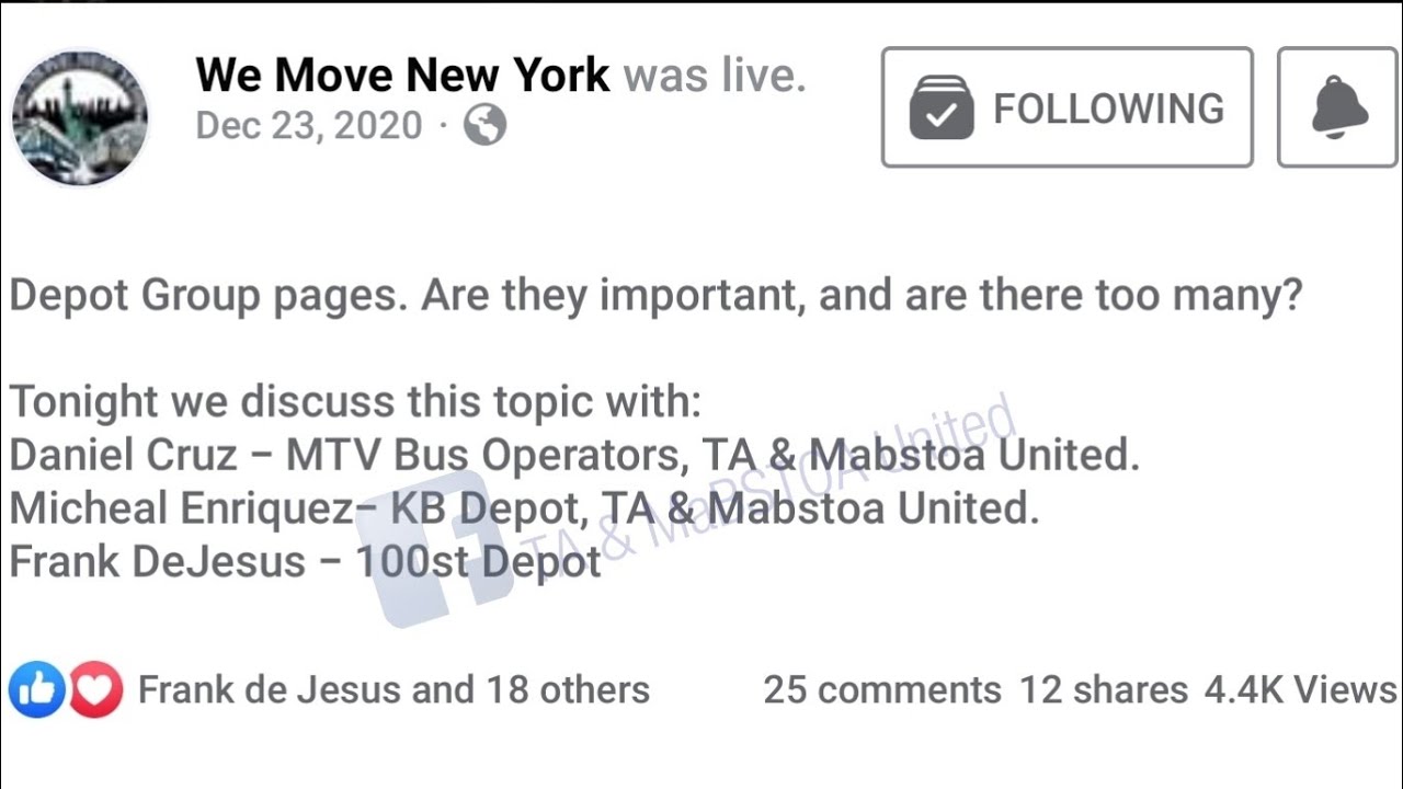 MTA Depot FB Group pages, are they important & are there too many? (Air Date 12-13-2020)