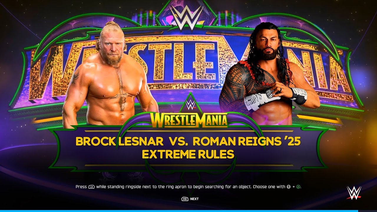 WWE 2K25 - BROCK LESNAR VS ROMAN REIGNS || EXTREME RULES MATCH AT WRESTLEMANIA || PS5 4K60 ||