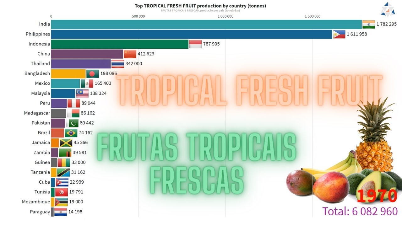 Os maiores produtores de FRUTAS TROPICAIS FRESCAS