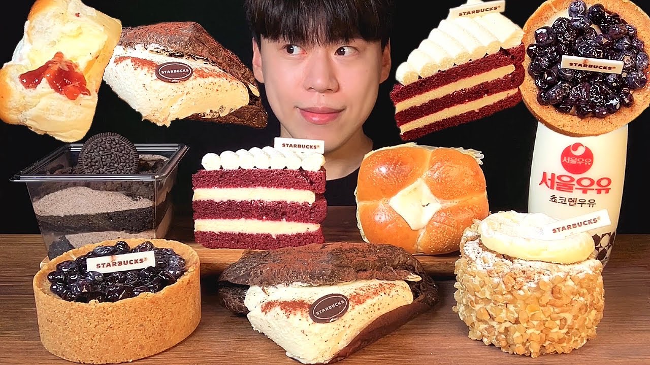 SUB) Корейский десертный торт Starbucks mukbang asmr | Korean dessert cake mukbang asmr