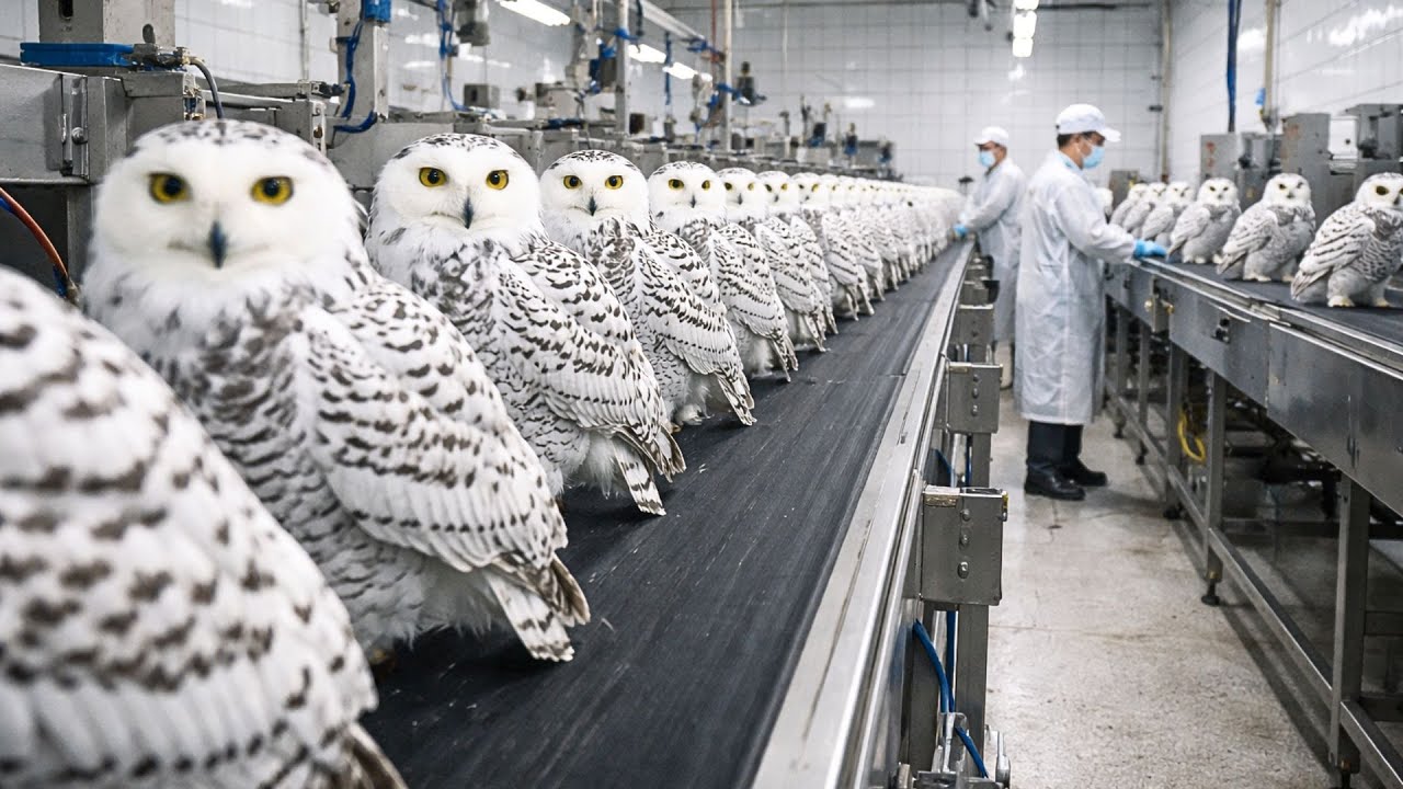 Inside the World’s Largest Snowy Owl Processing Plant | Feathers & Meat Harvesting Line