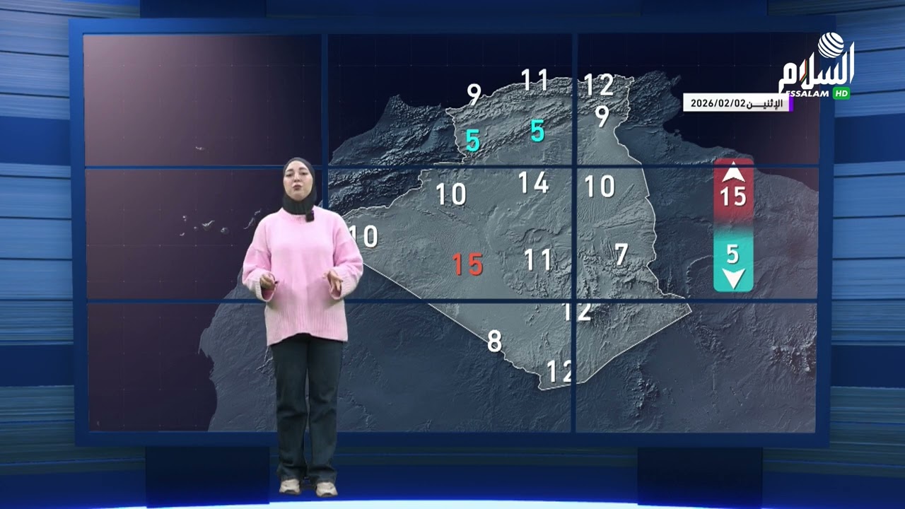 أحوال الطقس في الجزائر اليوم | 02 فيفري 2026🌤️⛈️ #الجزائر #اكسبلور #قناة_السلام