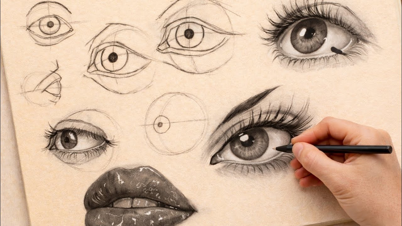 How to Draw Eyes & Lips Step by Step | Realistic Pencil Drawing for Beginners