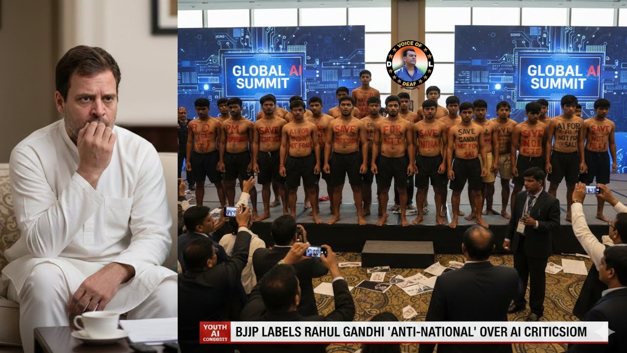 Youth Congress shirtless at AI summit: &lsquo;PM compromised&rsquo; slogans BJP&rsquo;s &lsquo;anti-national&rsquo; swipe at Rahul