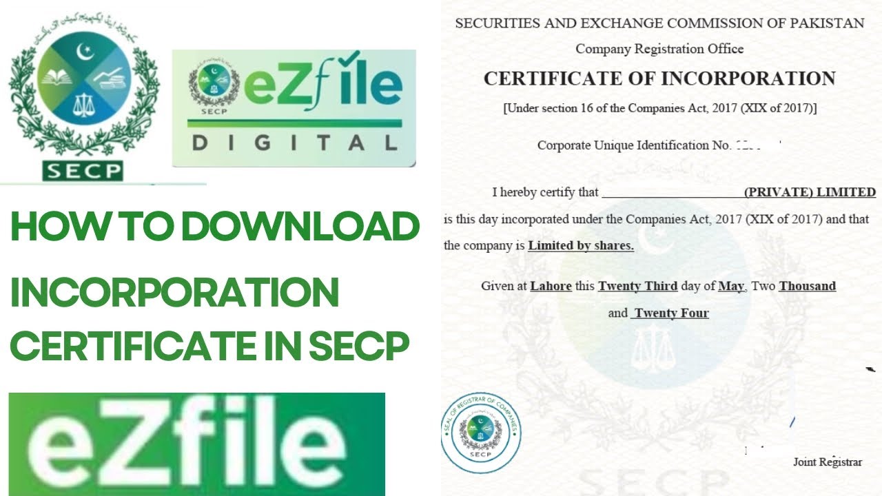 How To Download Incorporation Certificate From SECP Website | Company Incorporation  | SECP eZfile