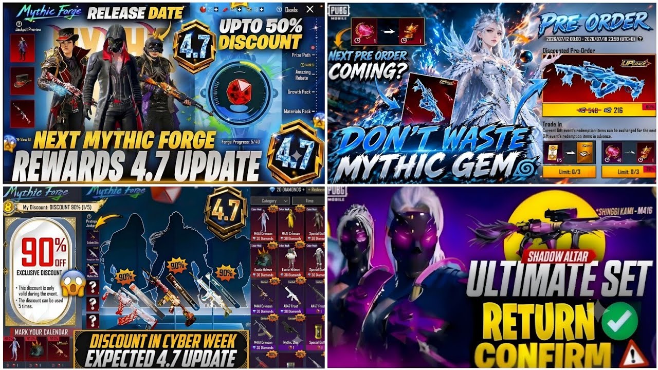 🔴NEXT MYTHIC FORGE BGMI 4.7😍| NEXT ULTIMATE SET BGMI🥶| SHINOBI KAMI M4 RETURNING ULTIMATE SET BGMI✅