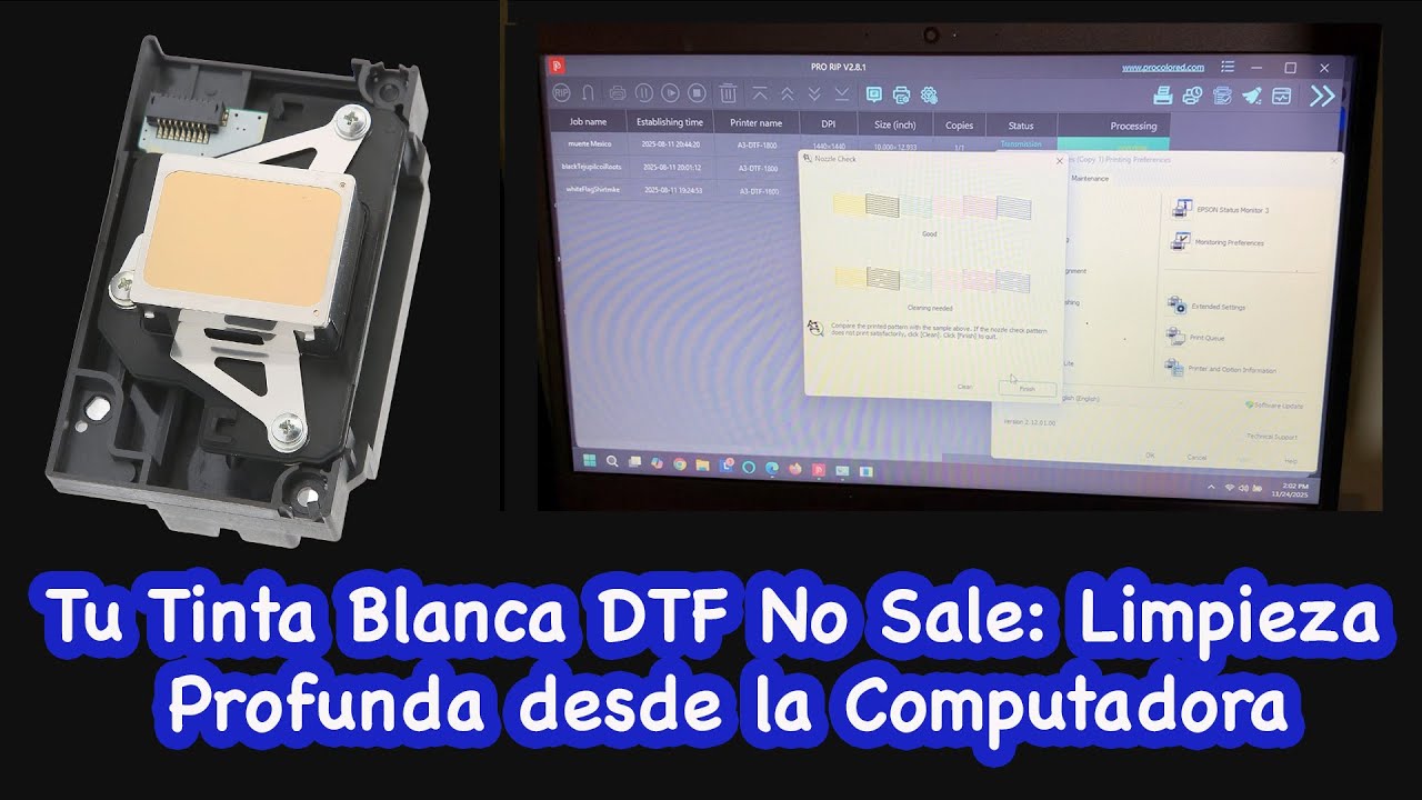 ¡Detente! No Desarmes: Limpia tu Cabezal DTF Obstruido (Método Software) muy eficaz y facil de hacer