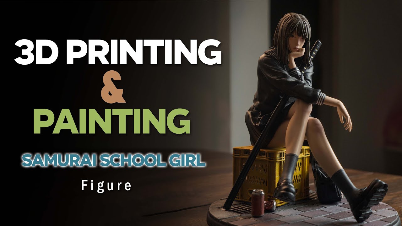 Samurai School Girl 3d Printed Statue