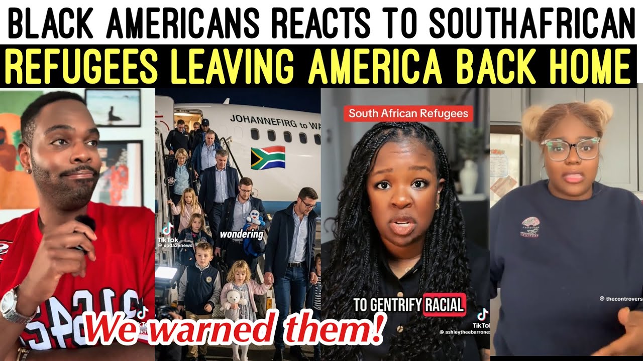 Реакция чернокожих и белых американцев на отъезд южноафриканских беженцев из Америки обратно в ЮА...