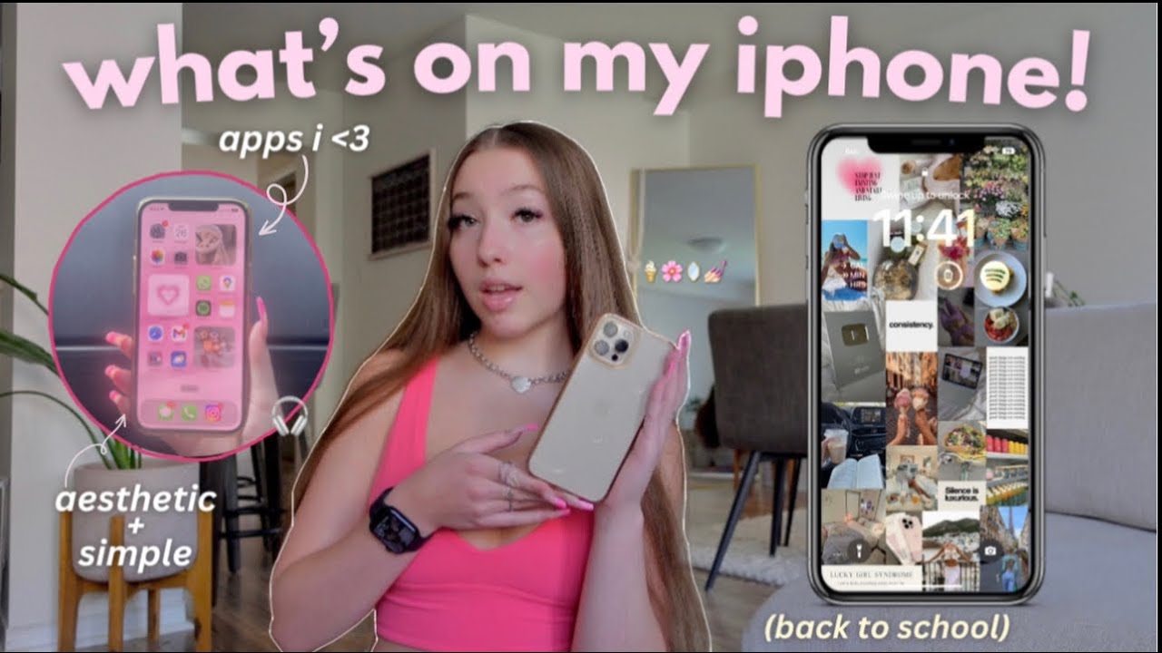 what's on my iphone 12 pro max: back to school/aesthetic set up, my fav. apps + widgets 💫📱