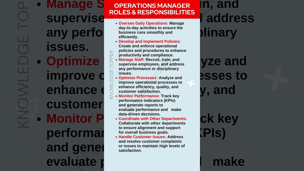 Operations Manager Roles and Responsibilities | Operations Manager Skills | Operations Manager Job
