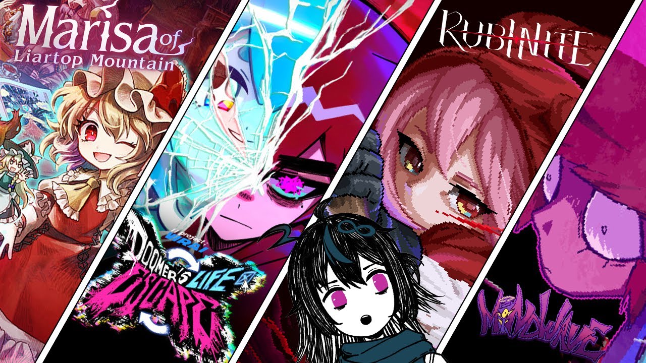 Playing Demos (Rubinite, project; VIRAI: DOOMER’s LIFE ESCAPE, MINDWAVE, Marisa of Liartop Mountain)